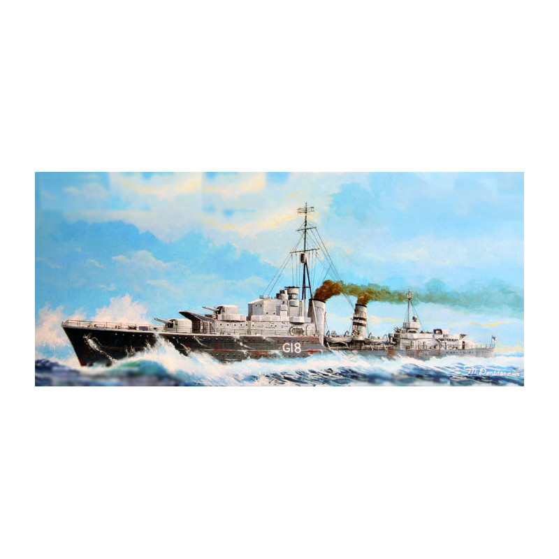 Trumpeter 05758 Сборная модель корабля эскадренный миноносец типа Tribal HMS Zulu (F18) 1941 (1:700)
