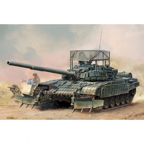 Trumpeter 09609 Сборная модель танка Т-72Б1 с КМТ-6 & Решетчатая броня (1:35)