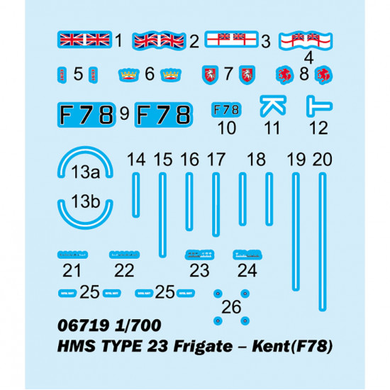 Trumpeter 06719 Сборная модель корабля HMS TYPE 23 Frigate - Kent(F78) (1:700)