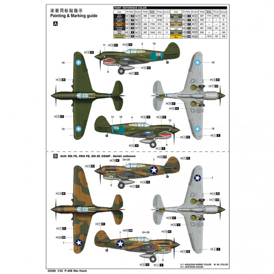 Trumpeter 02269 Сборная модель самолета P-40E War Hawk (1:32)