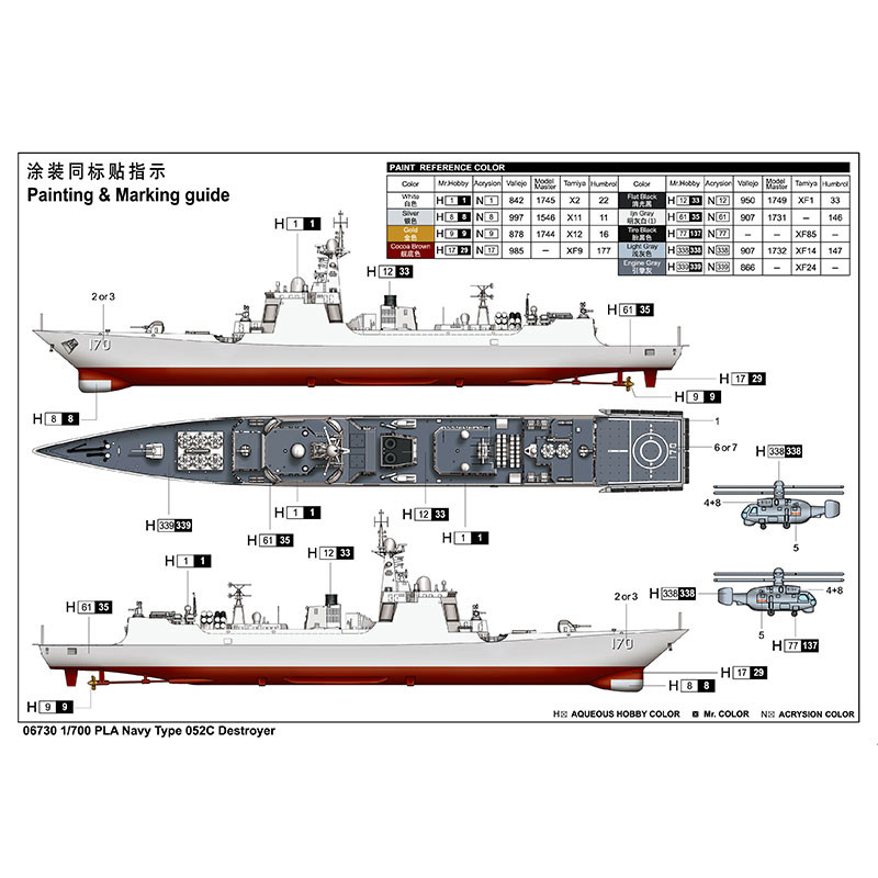Trumpeter 06730 Сборная модель корабля PLA Navy Type 052C Destroyer (1:700)